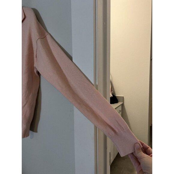 Wilfred Aritzia Pullover Sweater Small Merino Wool Blend Collared V Neck Pink - Picture 5 of 16